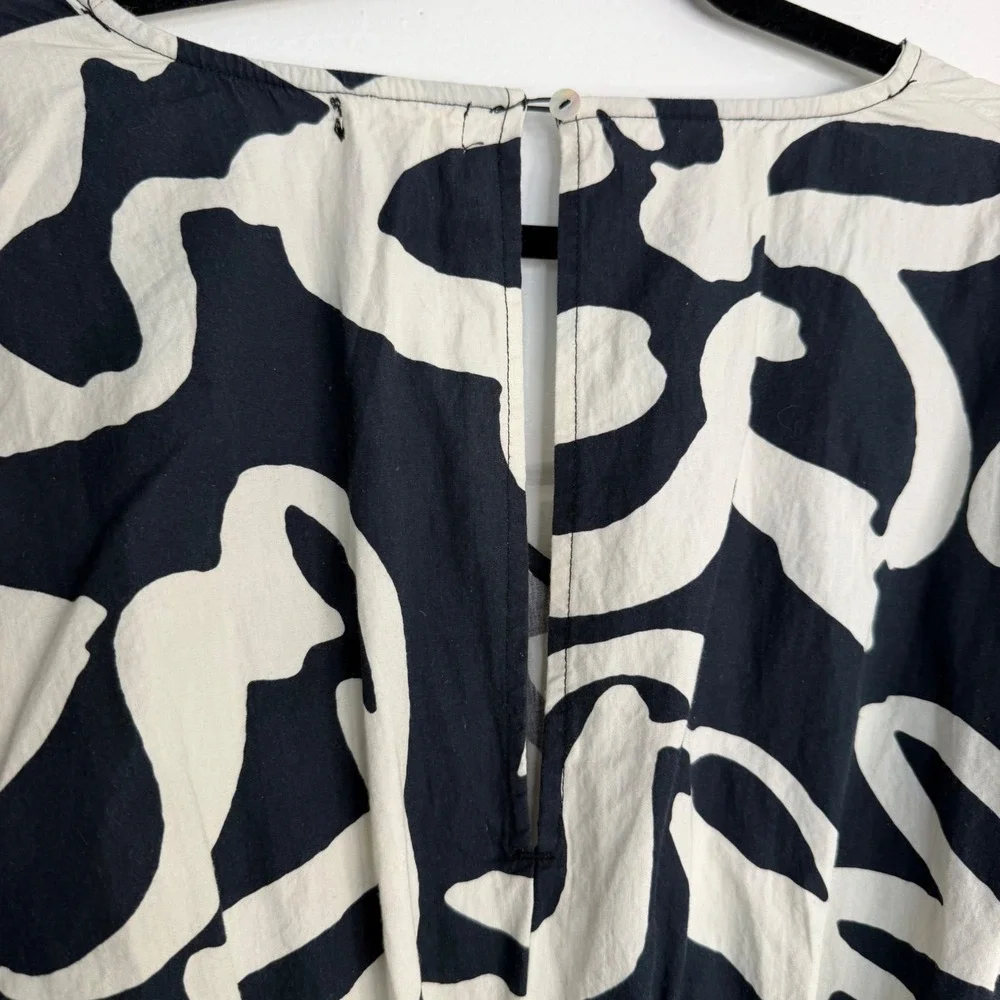 World Market S/M Misha Black and White Cotton Abstract Jumpsuit with Pockets